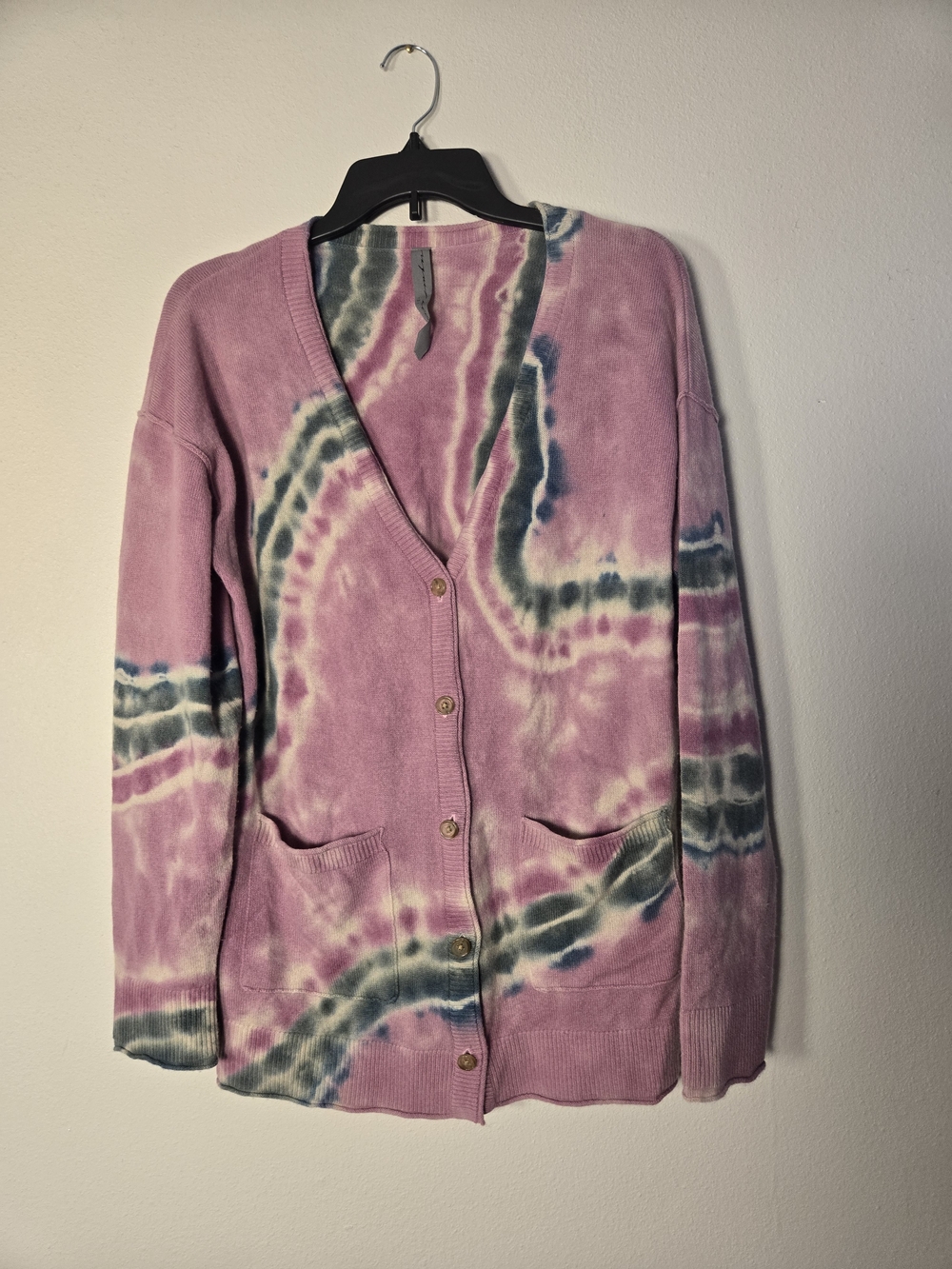 Pink Tie-Dye Button Cardigan